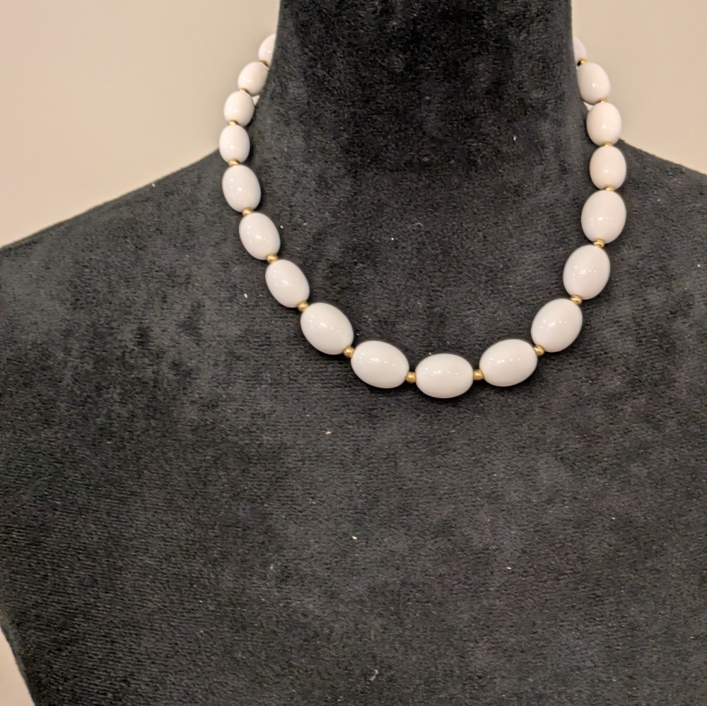 White Bead Necklace 18.5"